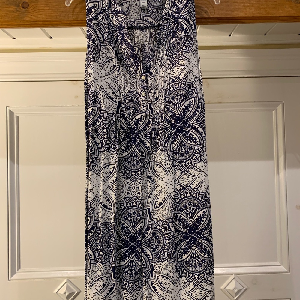 Navy and White Floral Maxi Dress